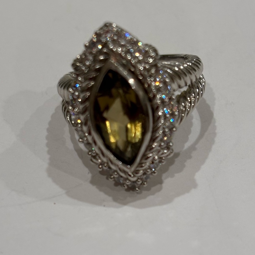Judith Ripka 925 Marquise Quartz Ring. Size 8